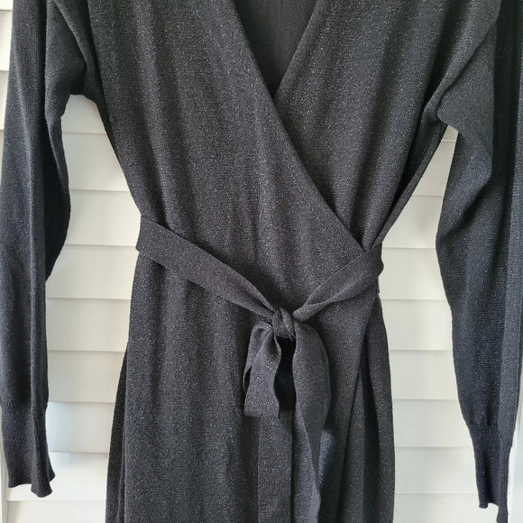 Lovers + Friends Azita Wrap Midi Dress Women M Minimalist Clubwear Goth Cocktail - Picture 5 of 13